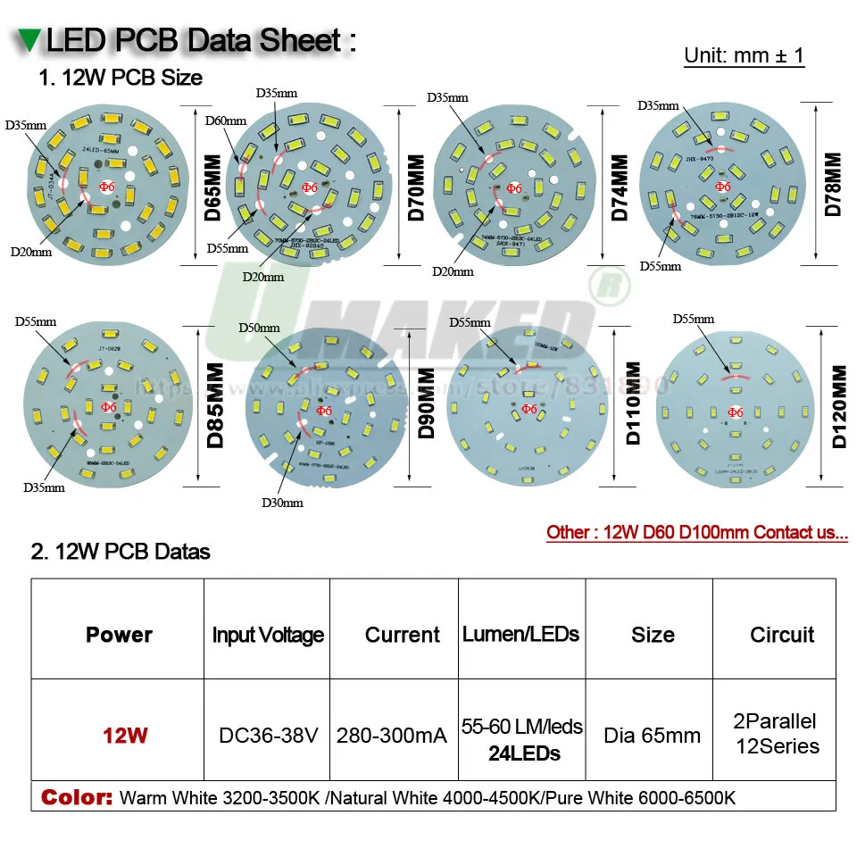 UMAKED 12 Вт 90 мм светодиодный лампы Ceilinglight светильники PCB Алюминий лампа пластина с SMD5730 светодиодный s свет устанавливать светодиодный