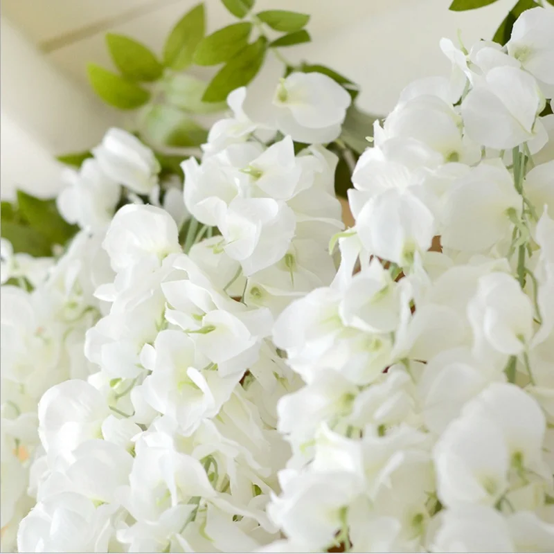 3 Fork Artificial Hydrangea Silk Rattan Wall Fake Flower Arches Vine Hanging Wisteria For Wedding Home Decoration Cheap Garland 3 Fork Artificial Hydrangea Silk Rattan Wall Fake Flower Arches Vine Hanging Wisteria For Wedding Home Decoration Cheap Garland