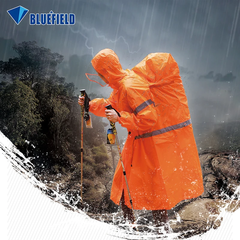 BlueField Waterproof Multi-Function Backpack Cover One-Piece Poncho Raincoat Mat 