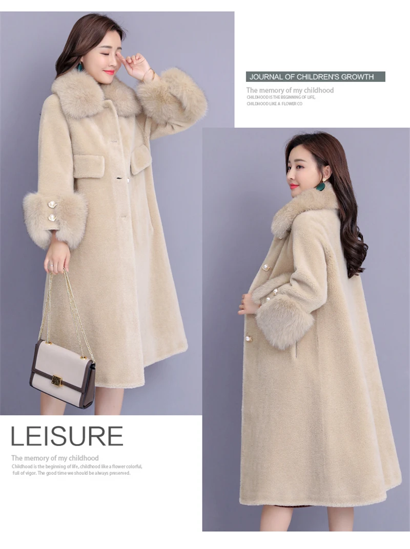 Женская зимняя длинная куртка из овчины, пальто, теплая Толстая плюшевая одежда, Офисная Леди, повседневная одежда размера плюс, женские элегантные пальто, одежда