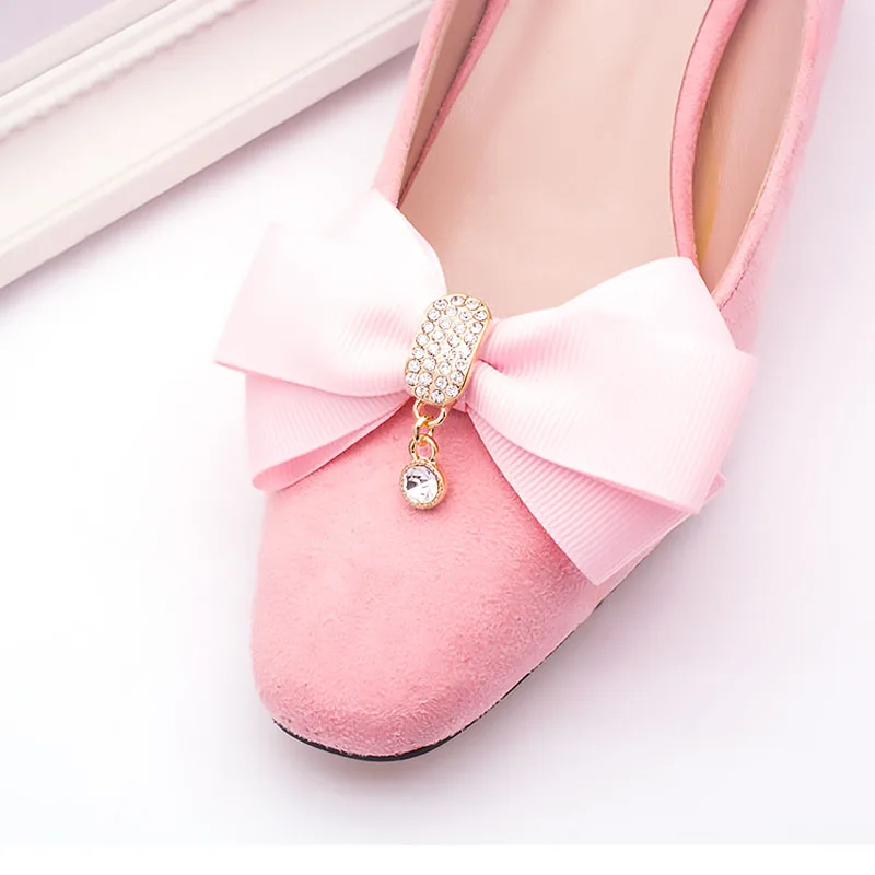 SENTCHARM/классическая элегантная обувь; аксессуары для женской обуви; съемный бант; обувь с украшением в виде кристаллов