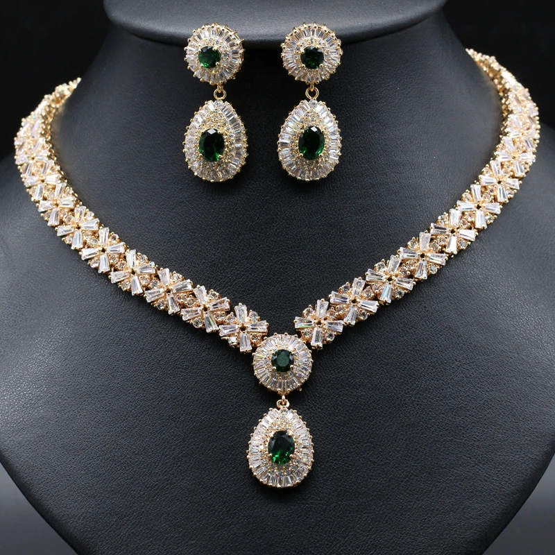 Gzjy Luxury High Quality African Cz Cubic Zirconia Earring Necklace Gzjy Luxury High Quality African Cz Cubic Zirconia Earring Necklace Jewelry Sets For Women Wedding Party Accessories 4 Colors In From