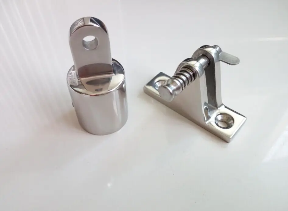 

MARINE BOAT BIMINI TOP FITTING DECK HINGE AND 7/8" TOP CAP STAINLESS STEEL HARDWARE