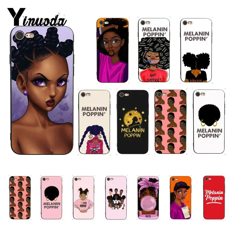 

Yinuoda MELANIN POPPIN Black Girl Custom Photo Soft Phone Case for iPhone 8 7 6 6S 6Plus X XS MAX 5 5S SE XR 10 Cover