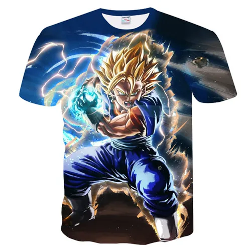Супер Saiyan 3D футболка аниме Dragon Ball Z Goku летние модные футболки для мужчин/мальчиков мастер Вегета печати одежда мультфильм футболка - Цвет: TXU-112