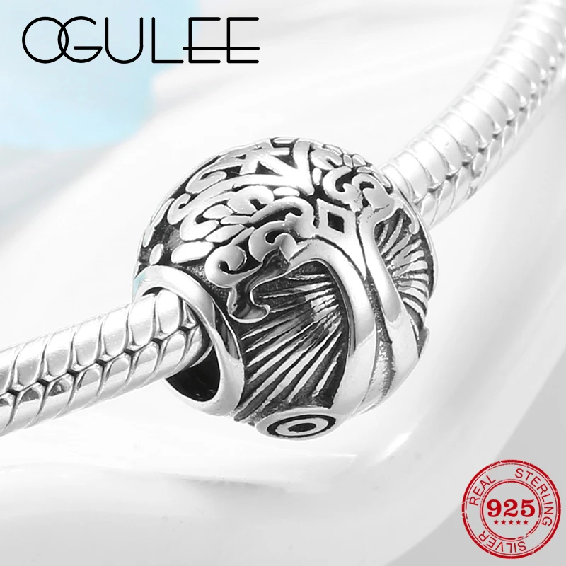 

Round 925 Sterling Silver Family source tree of life Metal Beads for Jewelry Making Fit Original Pandora Charm Bracelet Necklace