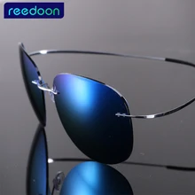 Luxo ultra-leve flexível pure titanium sem aro espelho polarizado óculos de sol eyewear unisex oculos de sol feminino