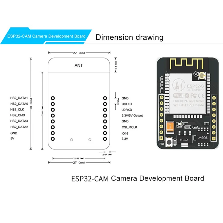 Aokin ESP32 CAM WiFi модуль серийный к макетная плата 5 в Bluetooth с OV2640 камеры 32 разрядный