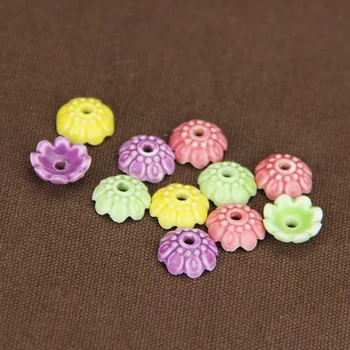

10pcs/lot Craft Flower Ceramic Bead Caps 4x10mm Decoration Fringe Tassel Caps Porcelain Spacer Charms Fit DIY Jewelry Making