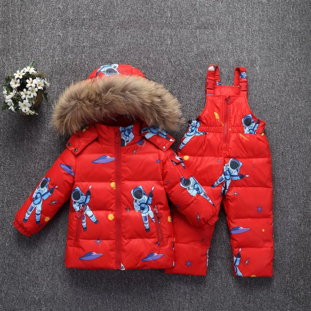 Г., зимние теплые куртки-пуховики для малышей, штаны пуховая куртка с большим меховым капюшоном для маленьких мальчиков+ штаны с подтяжками, пальто для маленьких девочек-25