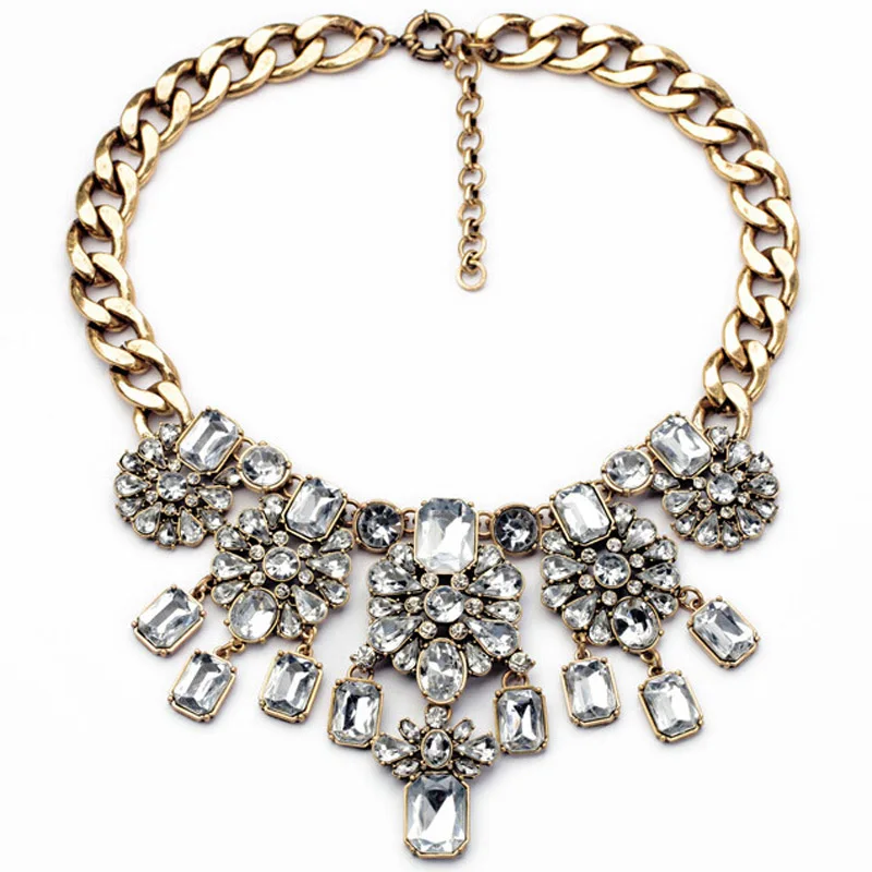 Statement necklace trendy glass drop luxury necklace wonem choker