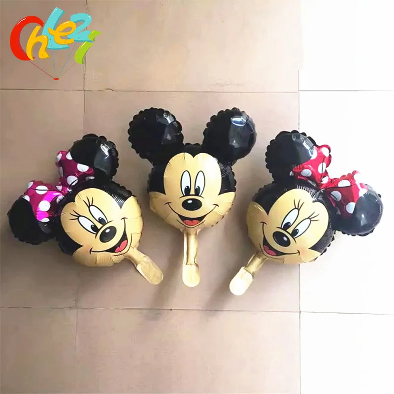 

50pcs Mini size Mickey Minnie Head Foil Balloons With Rose Red Bowknot Cartoon Birthday Wedding Party Decorations Kids Toys Ball