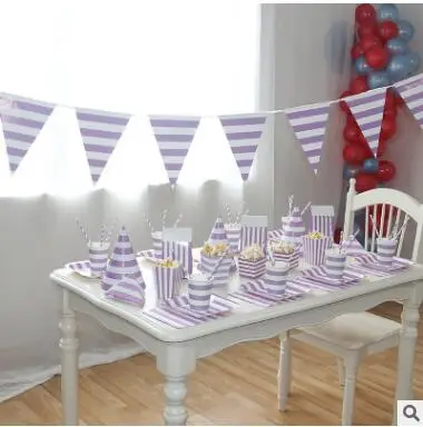 

2017 Purple Paper Plates Cups Straw Tablecloth Party Decoration Disposable Tableware Paper Plate for Dinner Cakes Party Supplies