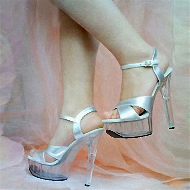 

Stage star model banquet catwalk performance 15cm high heels, cross uppers summer sandals