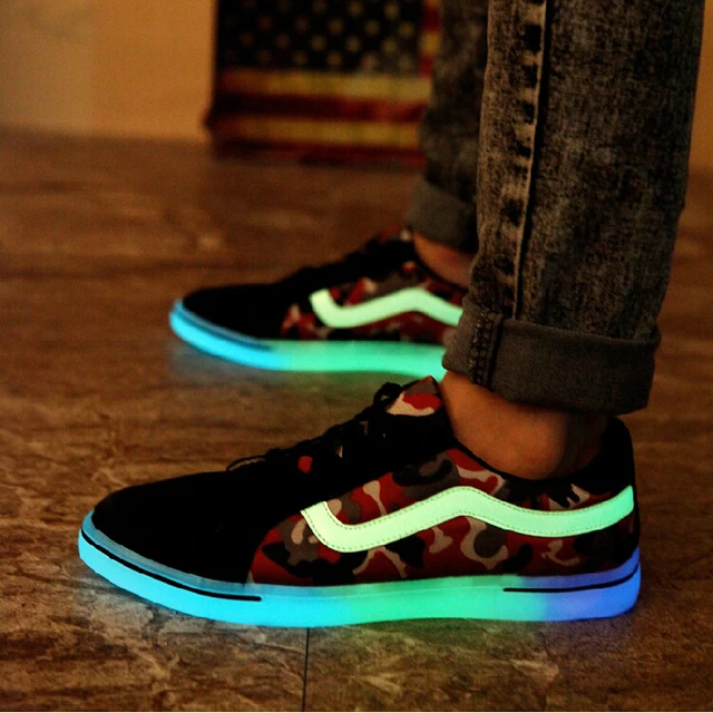 Cool Men Shoes Breathable LED Sneakers Casual Light Fluorescent Shoe