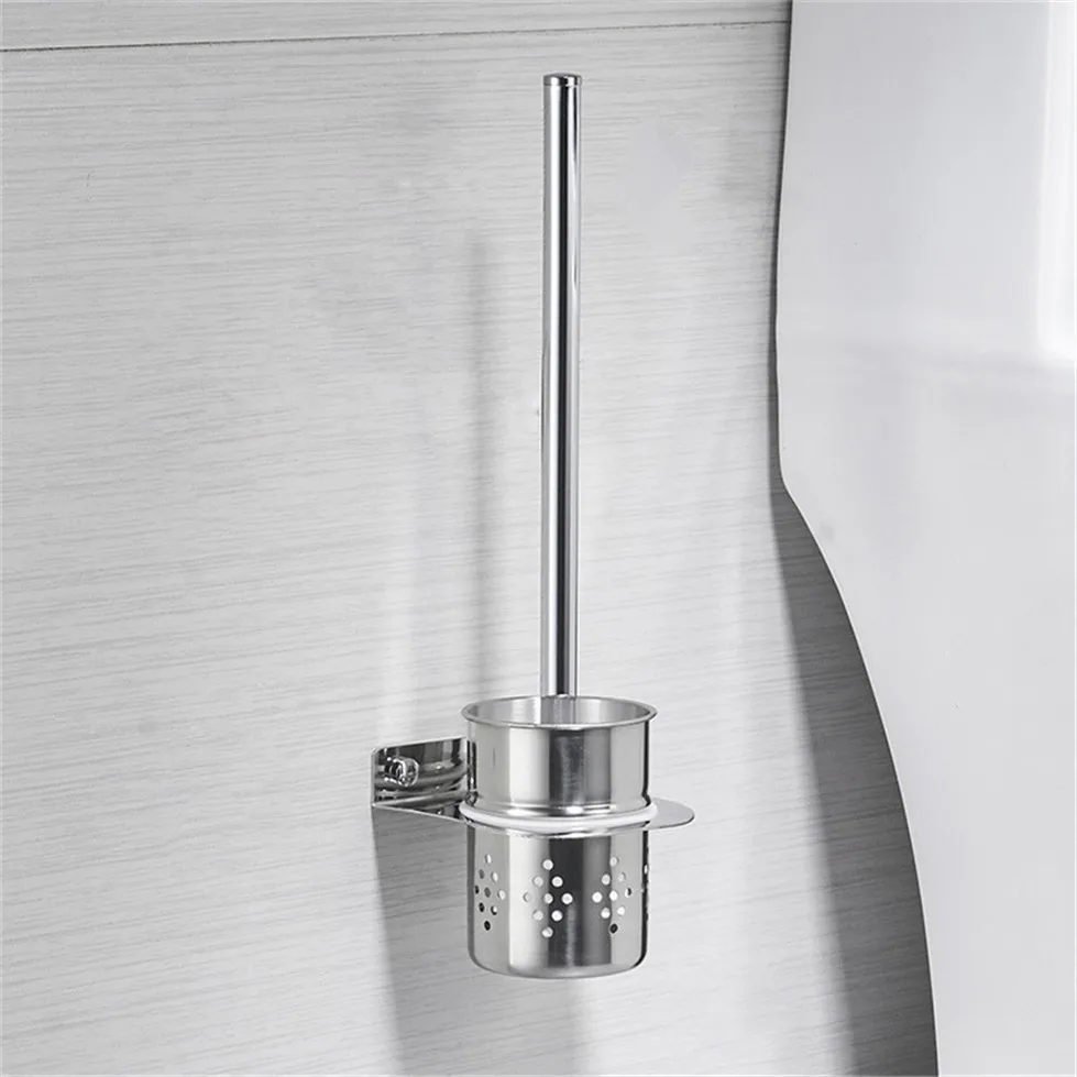 

Stainless Steel Toilet Bowl Brush Rack Bathroom Cleaning Tool Holder With Base Wall Mount Toilet Brush Home Cleaner Accessories