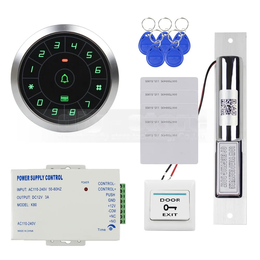 DIYSECUR Access Control System 8000 Users 125KHz RFID Reader Password Keypad + Electric Drop Bolt Lock Door Lock Security Kit DIYSECUR Access Control System 8000 Users 125KHz RFID Reader Password Keypad + Electric Drop Bolt Lock Door Lock Security Kit