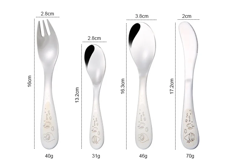 4 шт./компл. детская посуда из нержавеющей стали чайная ложка Вилка Нож Набор посуды для малышей Дети учатся есть привычка детская посуда