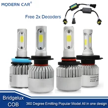 MODERN CARRO 2x Descodificadores + COB 3 Face Farol Lâmpadas LED Livre de Erros Canbus H1 9005 9006 H7 H11 9012 h16 H10 880 H4 H13 Faróis