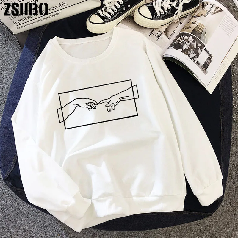 

Michelangelo personality printing winter new Harajuku long-sleeved fashion casual large size O-neck women's sweatshirt tops