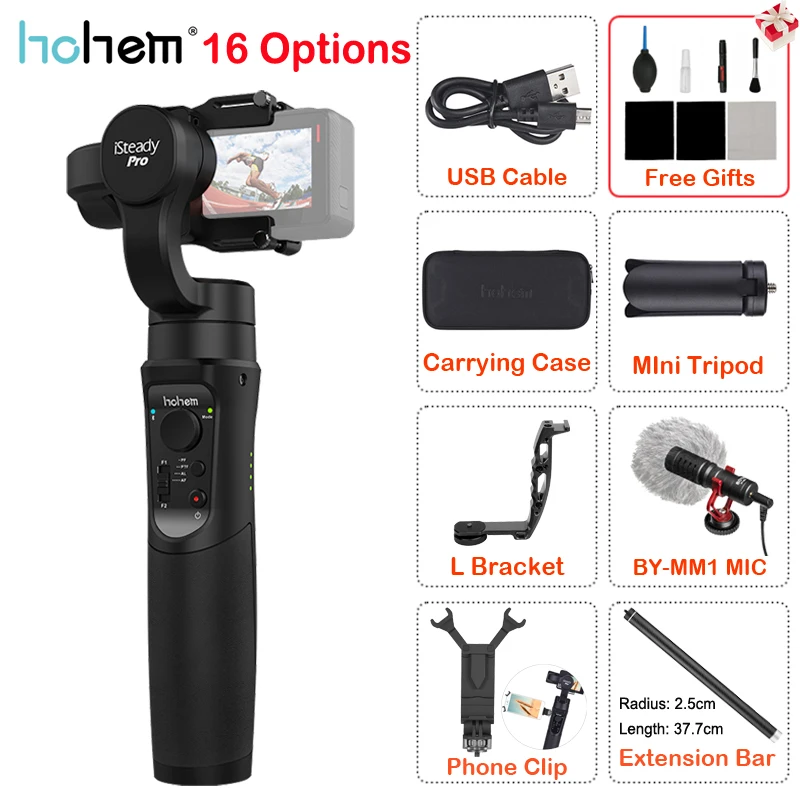 

Hohem iSteady Pro 2 Handheld Gimbal Stabilizer Built-in Battery for GoPro Hero 7/6/5/4 for Sony RX0/SJCAM/YI Action Camera