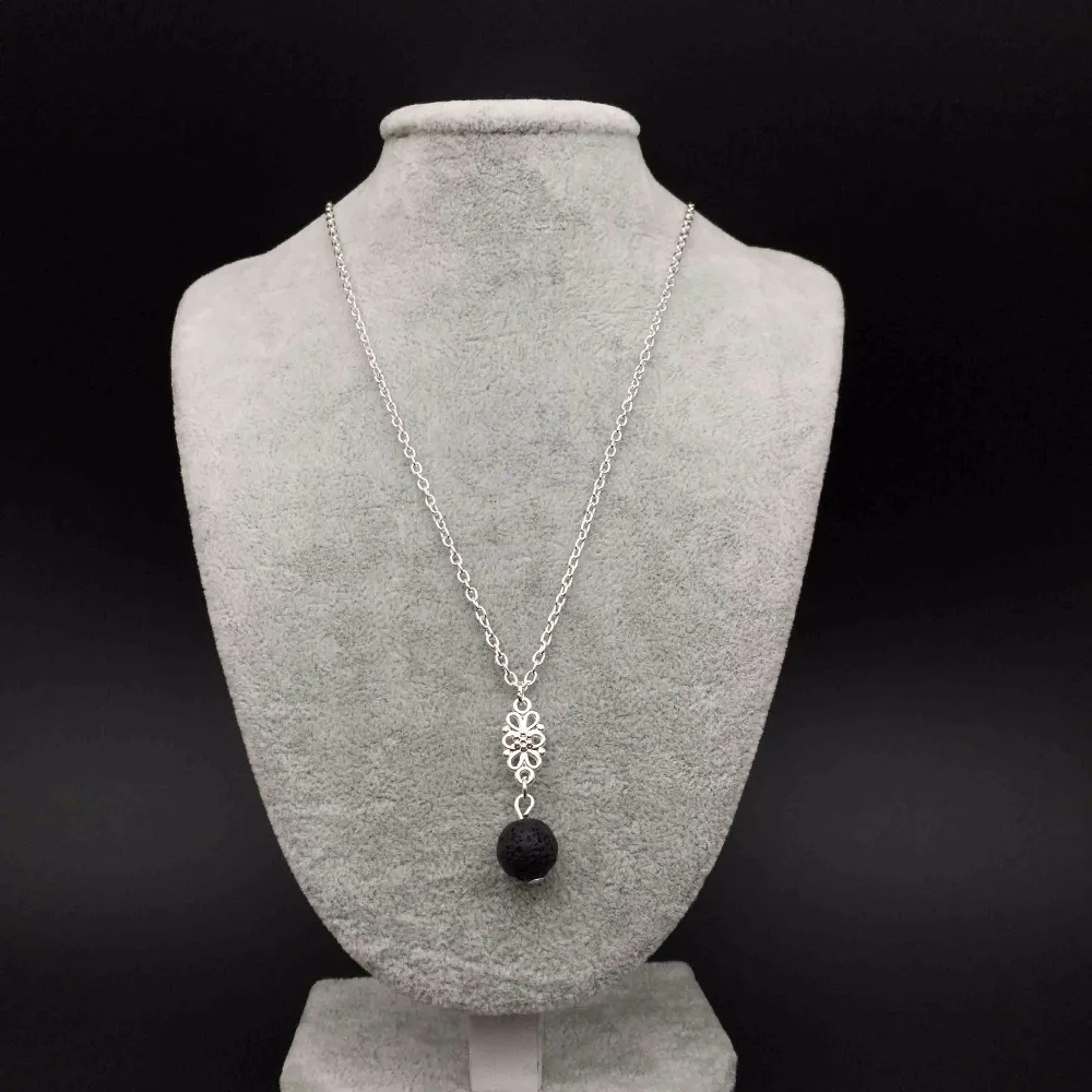 1pcs) Black Lava Diffuser Necklace, Essential Oil Diffuser, Lava Bead