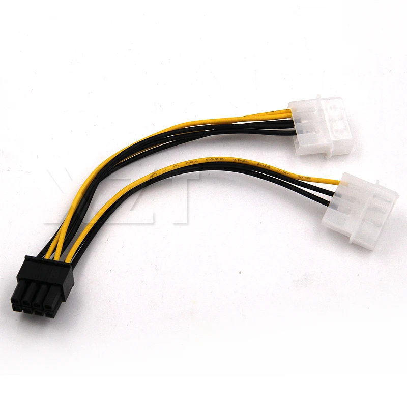 

High Quality 1pcs 6 inch 2 x Molex 4 pin to 8-Pin PCI Express Video Card Pci-e ATX PSU Power Converter Cable Video Card Cable