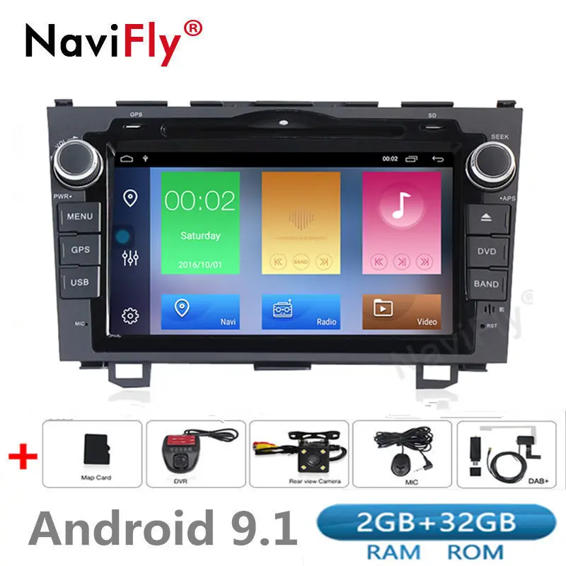 Sale Free shipping! 2din Android 9.1 Car dvd radio Multimedia player For Honda CRV 2007-2011 GPS Navigation WIFI RDS USD SD GPS 2+32G 0