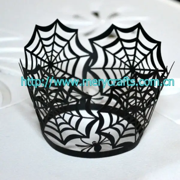 300 шт./лот лазерная резка Хэллоуин украшения "Паутина паука" обертки для кексов с бесплатным логотипом