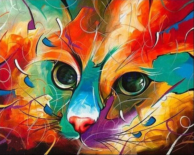 

Colored Cats Diamond Embroidery 5D Diamond Painting Cross Stitch Cat Diamond Mosaic Decoration Square Full Drill Paintings Resin