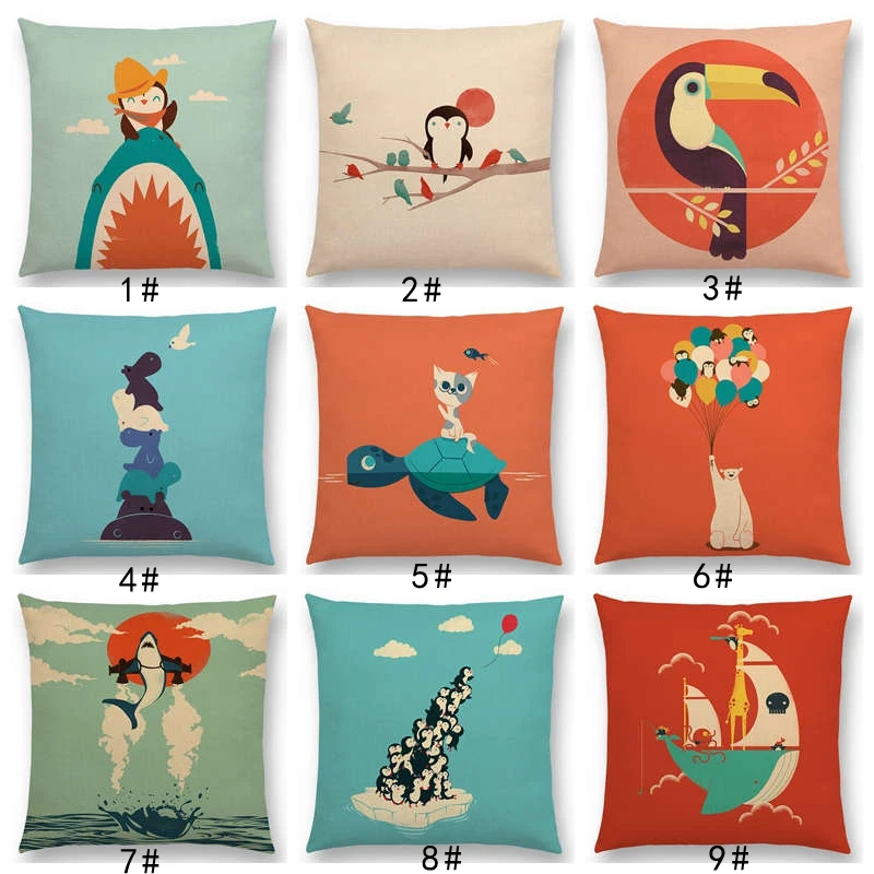 

Hot sale Newest Fashion Nordic Style penguin balloon Umbrella Cushion Cover Home Pillow Case Linen Cotton Pillows Covers a0015