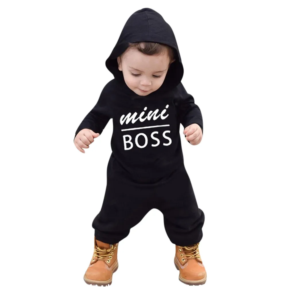 Baby boy girl hoodie sweatshirt long sleeve letter print toddler letters close mini boss hoodie clothes 12-24M