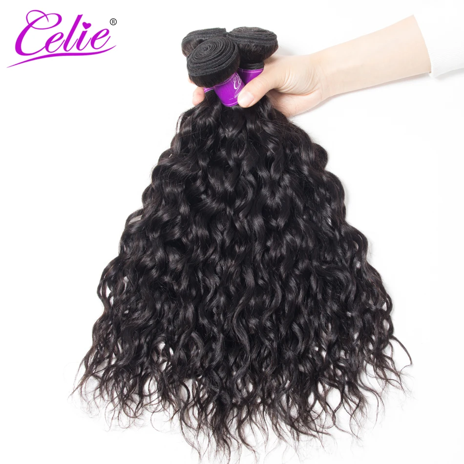 Brazilian Water Wave Bundles 4 Pcs/Lot 100% Remy Human Hair Weave Bundles Natural Black Color