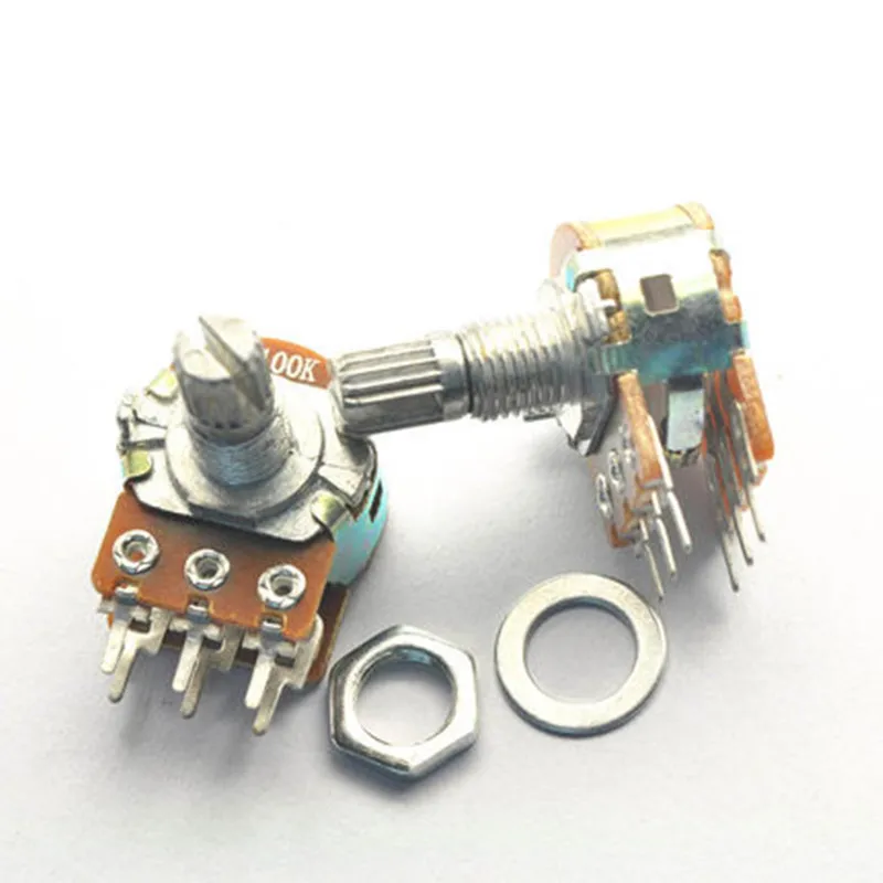

5pcs Dual Stereo Potentiometer B1K B2K B5K B10K B20K B50K B100 B500K R Linear shaft 15mm 6Pin