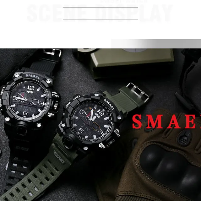 SMAEL Marka Fashion Watch mężczyźni wodoodporny Sport Military Zegarki 1545 mężczyźni luksusowy zegarek analogowy kwarcowy podwójny wyświetlacz zegarek tanie i dobre opinie Quartz Wristwatches Complete Calendar Shock Resistant Rattrapante Stop Watch LED display Auto Date Water Resistant Back Light Chronograph Multiple Time Zone Alarm Perpetual Calendar SMAEL Marka Fashion Watch mężczyźni wodoodporny Sport Military Zegarki 1545 mężczyźni luksusowy zegarek analogowy kwarcowy podwójny wyświetlacz zegarek tanie i dobre opinie Quartz Wristwatches Complete Calendar Shock Resistant Rattrapante Stop Watch LED display Auto Date Water Resistant Back Light Chronograph Multiple Time Zone Alarm Perpetual Calendar
