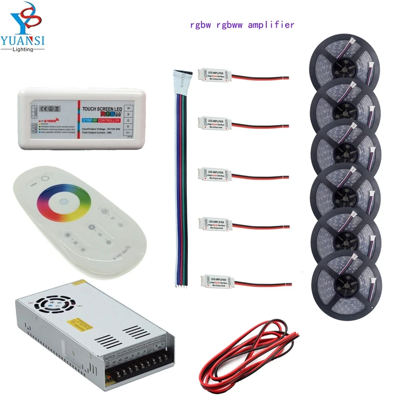 

5m~30m 5050 rgbw rgbww(4colors in 1led)led strip light+1set 2.4G rgbw led controller+rgbw amplifier+12v led power
