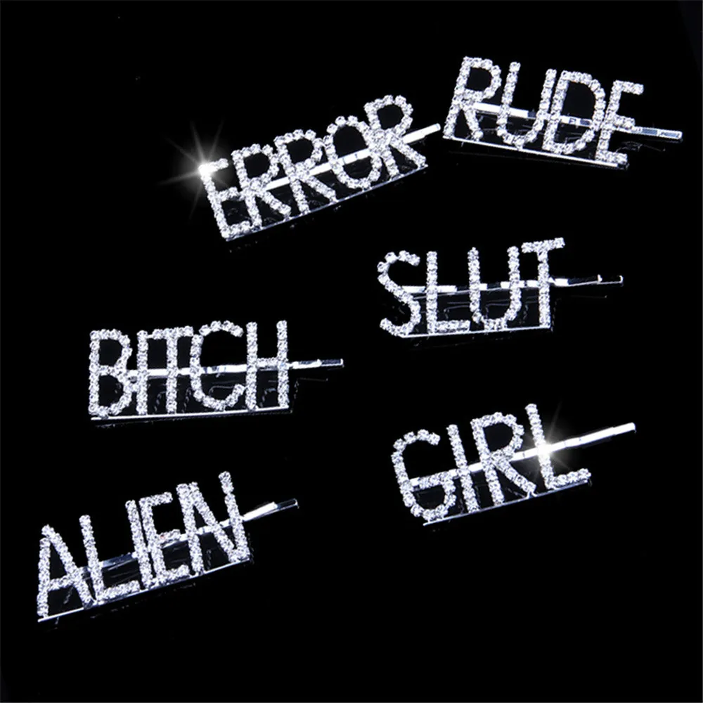 

1PC Fashion Letter Word Rhinestone Crystal Hairpins Hairgrip Hair Clips Pin Barrette Ornament Hair Styling Accessories