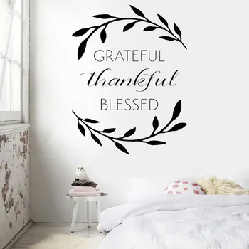 

Wall Stickers Grateful Thankful Family Love Kitchen Quote Art Decals Vinyl Home Home Decor Living Room AZ-57