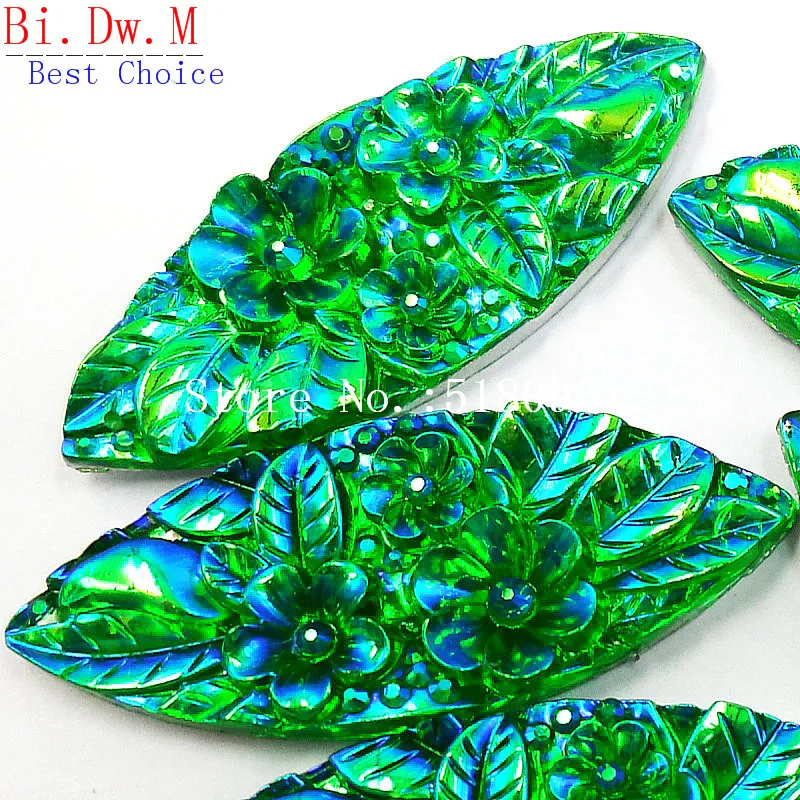 

HOT Sale New Resin Stones and Crystals Rhinestones Green AB Multicolor,Marquise Navette Strass Crystal For Sewing Accessories