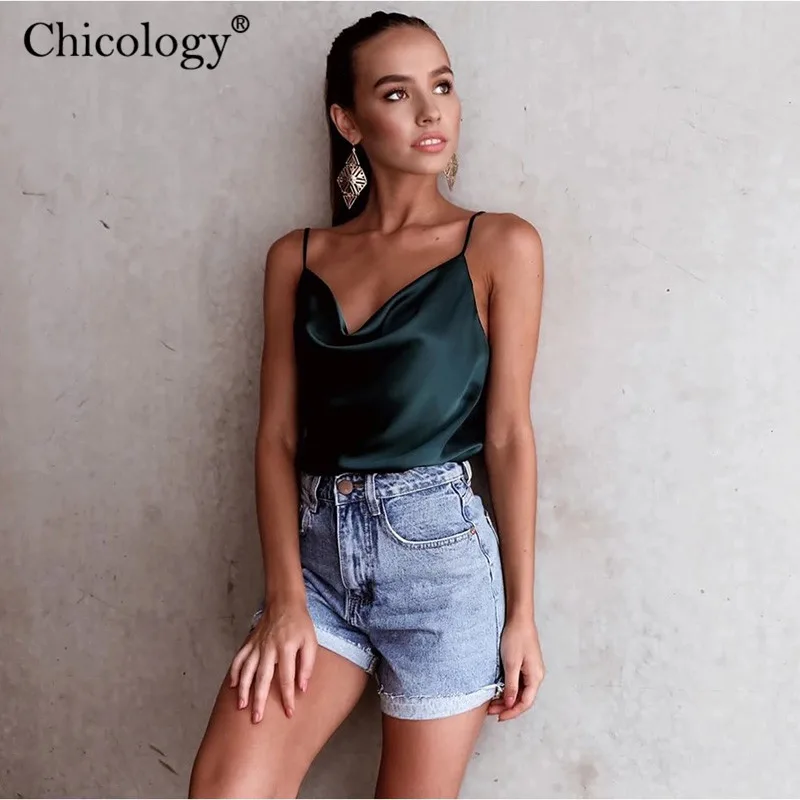 Chicology Тонкий Спагетти ремень майки Топ волчки 2019 летнее летний лето женское