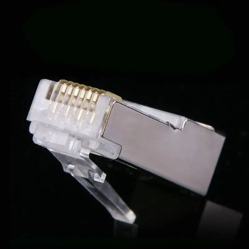 100 шт. Модульная кабельная головка RJ45 CAT6 разъем Ethernet позолоченный сетевой для