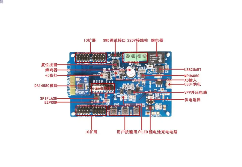 Высокая! Bluetooth 4.0BLE макетная плата FLASH DA14580DK_II start micro source Bluetooth макетная плата