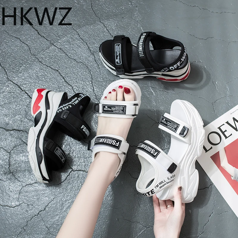 

2019 summer ladies sandals high-heeled casual flip-flops open toe platform gladiator non-slip thick-soled sandals women's shoes
