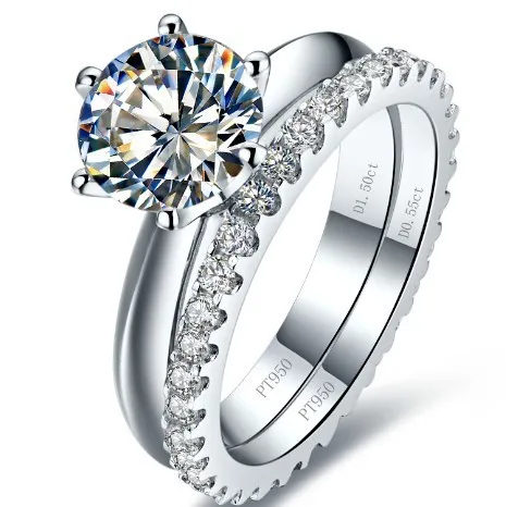 Solid White Gold Platinum 1.55CT 