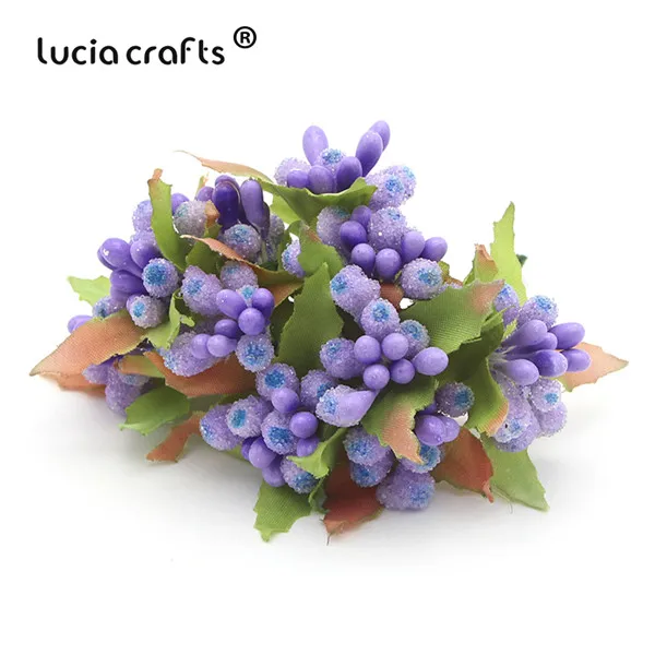 Lucia crafts 10 шт./Букет около 8 см Ягоды Искусственные тычинки букет цветов Свадебная вечеринка украшения DIY аксессуары A0503 - Цвет: C3 Purple