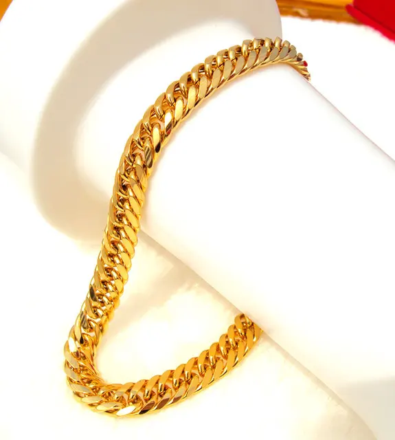 Mens Women S 24k Solid Gold Gf Finish Thick Miami Cuban Link Mens Women S 24k Solid Gold Gf Finish Thick Miami Cuban Link Bracelet Chain