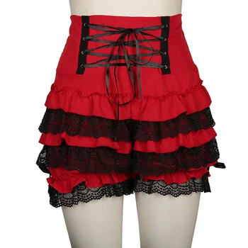

lace high waist sexy shorts women Solid color Casual High waist Regular Drawstring