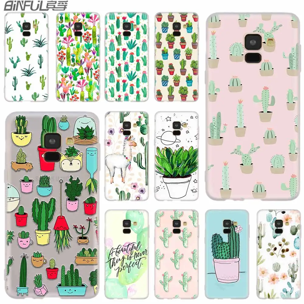 Силиконовый чехол для Samsung Galaxy A6 A8 A9 A7 A5 A3 Plus 2018 2017 2016 2015 A71 Star Tropical floral plant cactus