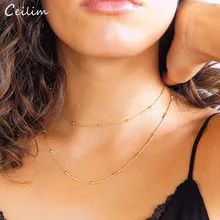 Богемное Серебро Золото Цвет чокер, несколько слоев ожерелье для женщин короткая цепочка из бисера ожерелье Boho летние ювелирные изделия женское колье