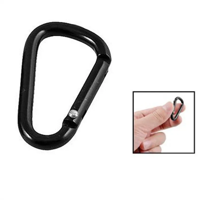 10 Pcs Climbing Accessories Black D Shaped Aluminum Alloy Carabiner Hook Keychain for Outdoor Camping Hiking Rock Rescue #3j#F (1)
